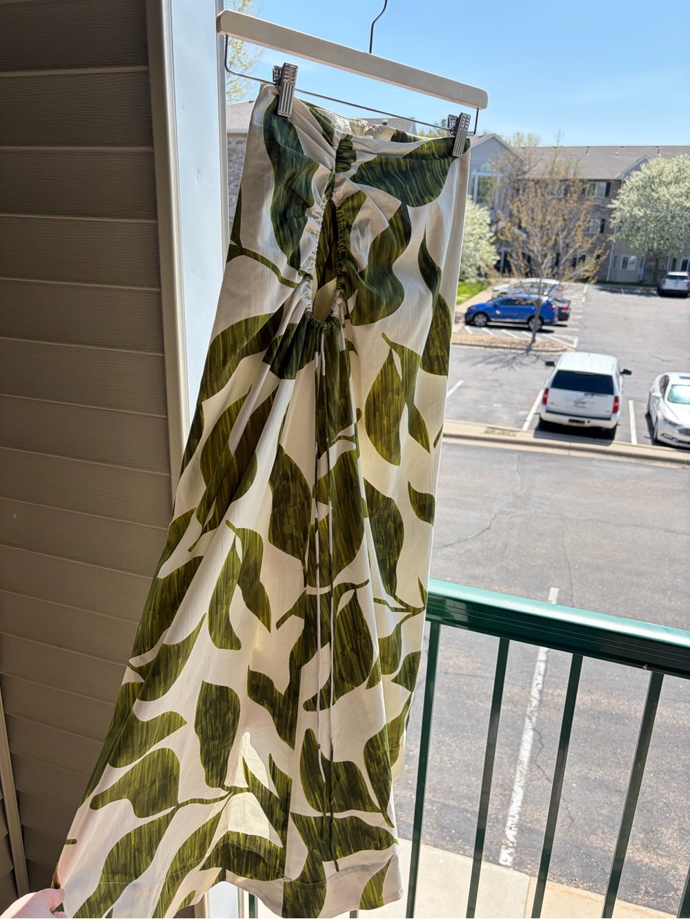 🆕🌿 Antonio Melani Tropical Leaf Print High-Low Midi Skirt Green White Size 0 - Picture 5 of 17